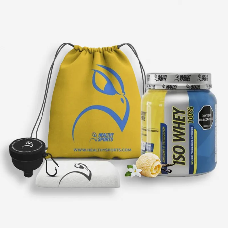 COMBO ISO WHEY 1,1 LIBRAS SABOR VAINILLA + TULA + TOALLA + EMBUDO - HEALTHY SPORTS