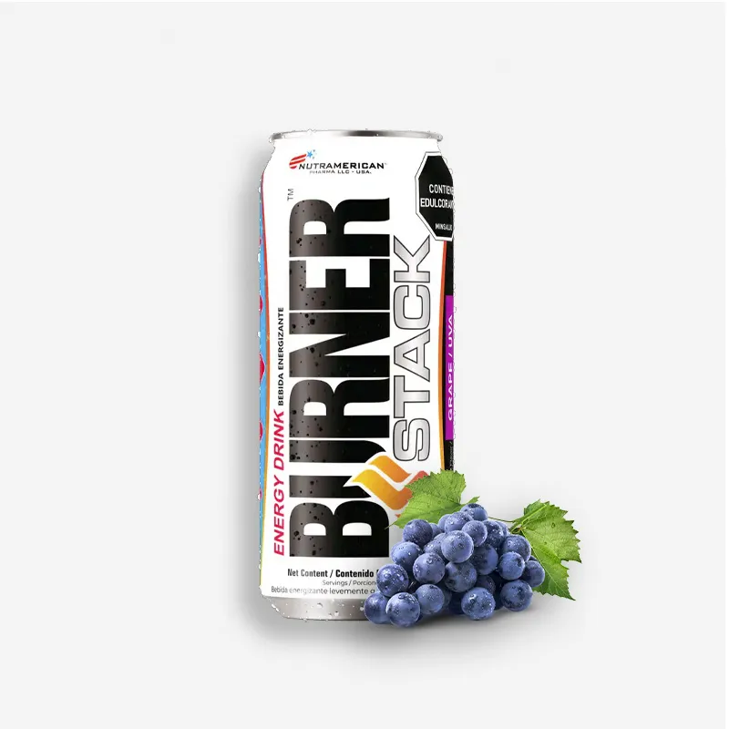 UNIDAD LATA BURNER STACK 250 MILILITROS SABOR UVA - NUTRAMERICAN