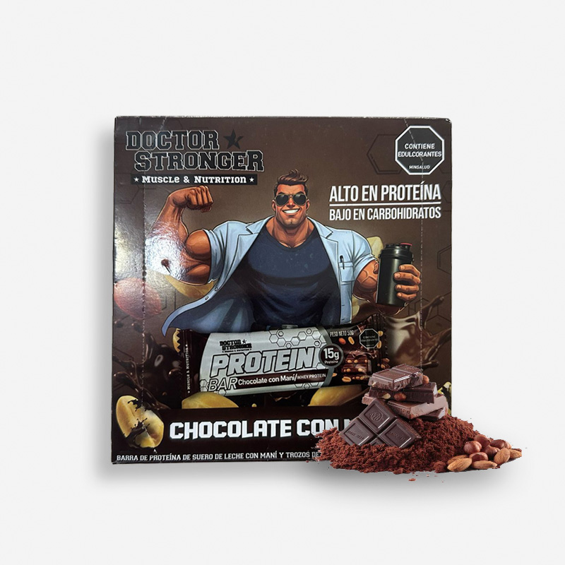 DOCTOR STRONGER X12 UNIDADES SABOR CHOCOLATE MANI - STRONG BAR