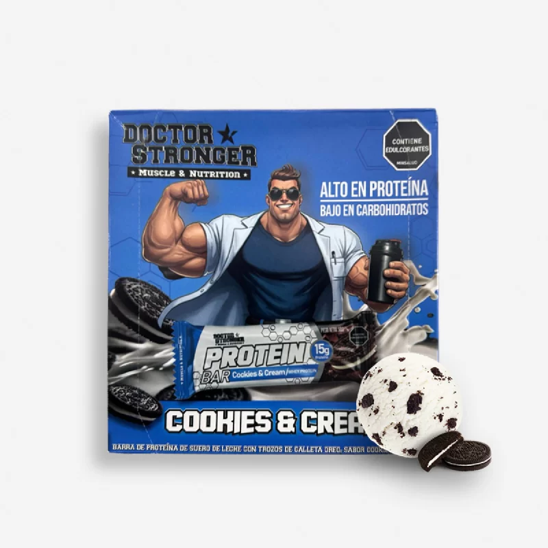 DOCTOR STRONGER X12 UNIDADES SABOR COOKIES AND CREAM - STRONG BAR