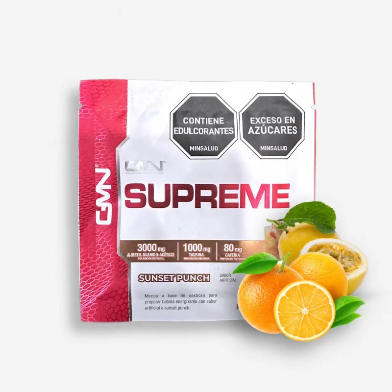 UNIDAD SOBRE PRE ENTRENO CREATINA SUPREME SABOR SUNSET PUNCH 15 GRAMOS - GMN