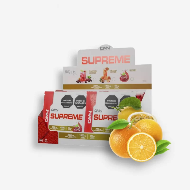 SUPREME PRE ENTRENO CAJA X24 SOBRES SABOR SUNSET PUNCH - GMN