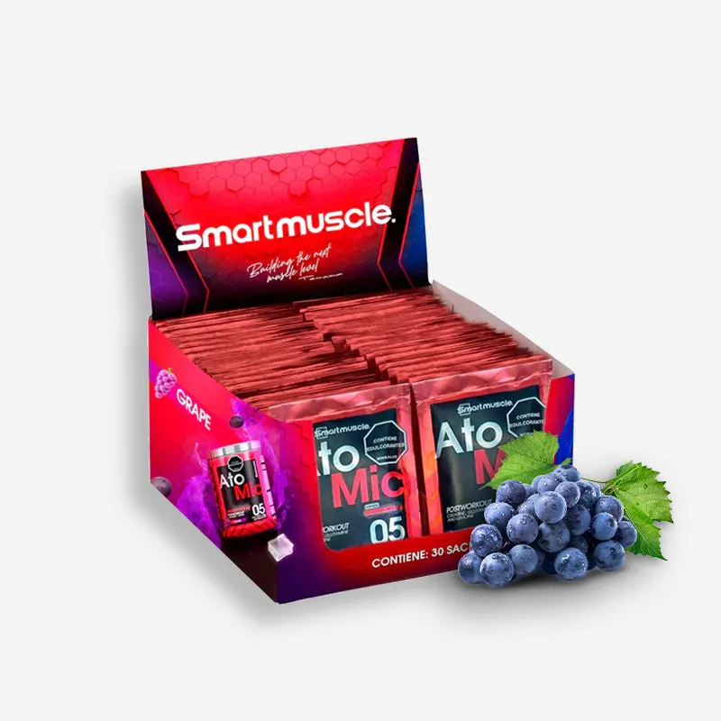 CAJA ATOMIC SACHETS X30 UNIDADES SABOR GRAPE - SMART MUSCLE