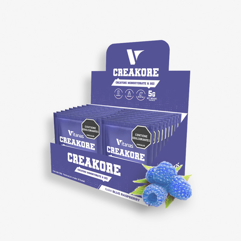 CAJA CREAKORE X30 SACHETS SABOR BLUE RASPBERRY - VITANAS